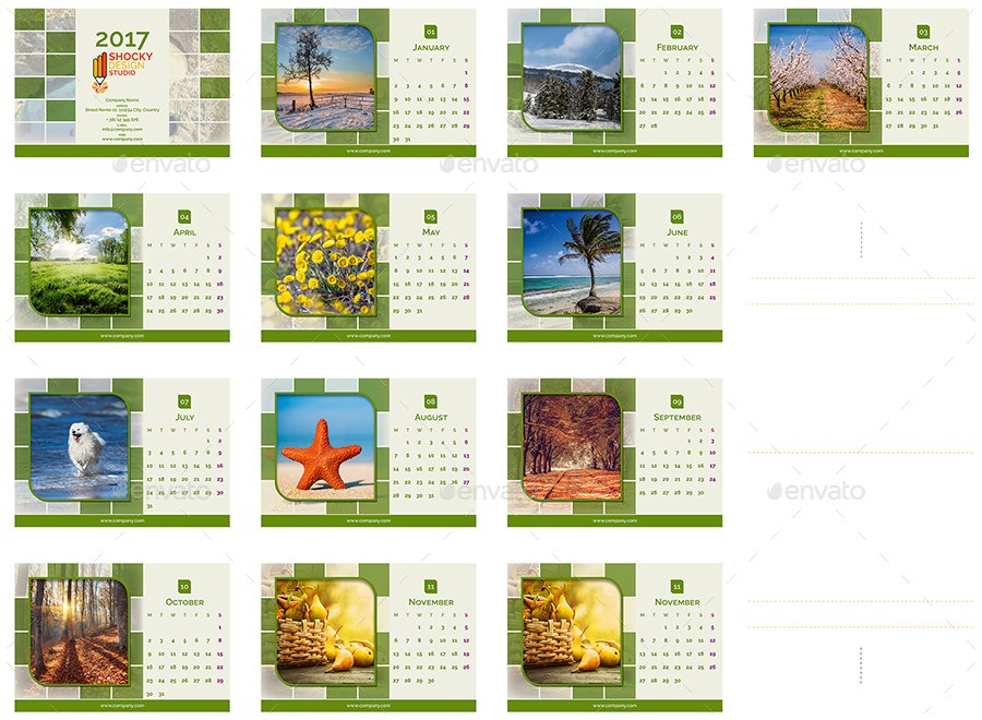2017 Desktop Calendar, Print Templates GraphicRiver